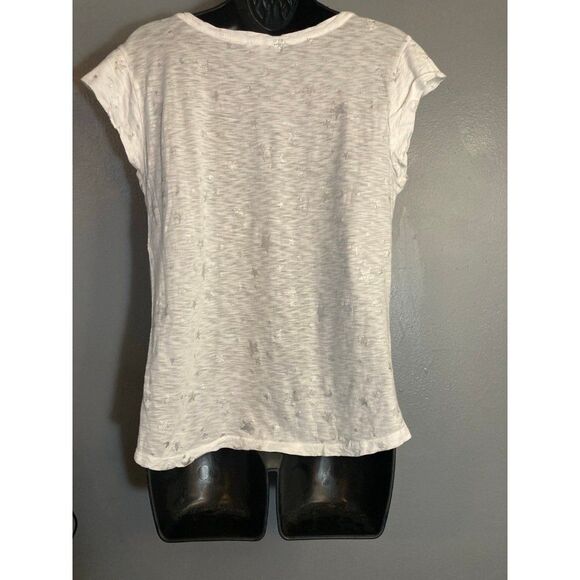 Joie white semi sheer silver star Tshirt - Picture 7 of 7